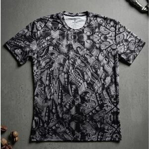 Threyda Art Apparel All-Over Print Abstract Geometric T-Shirt Men's XL Festival
